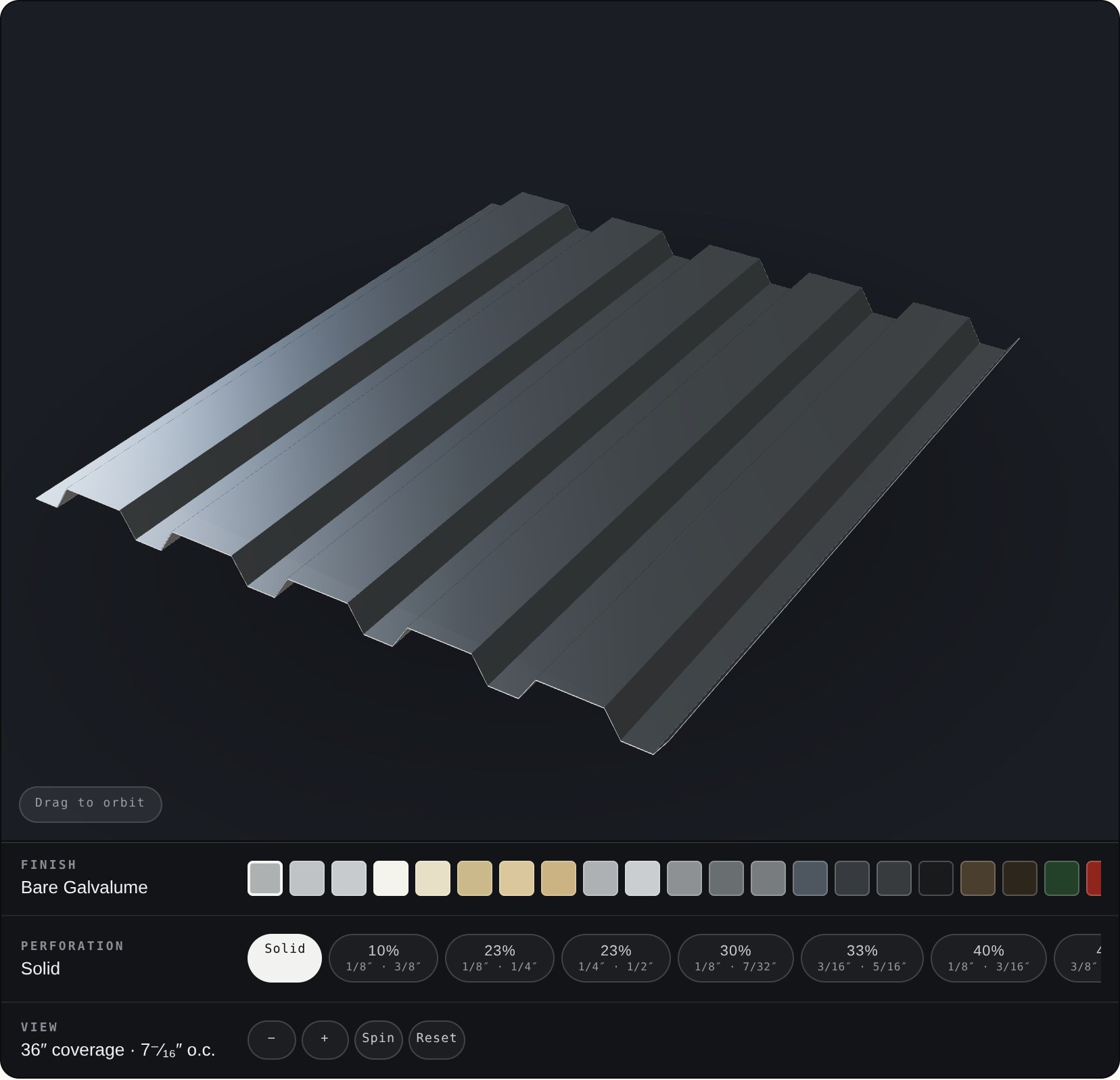 3D panel configurator